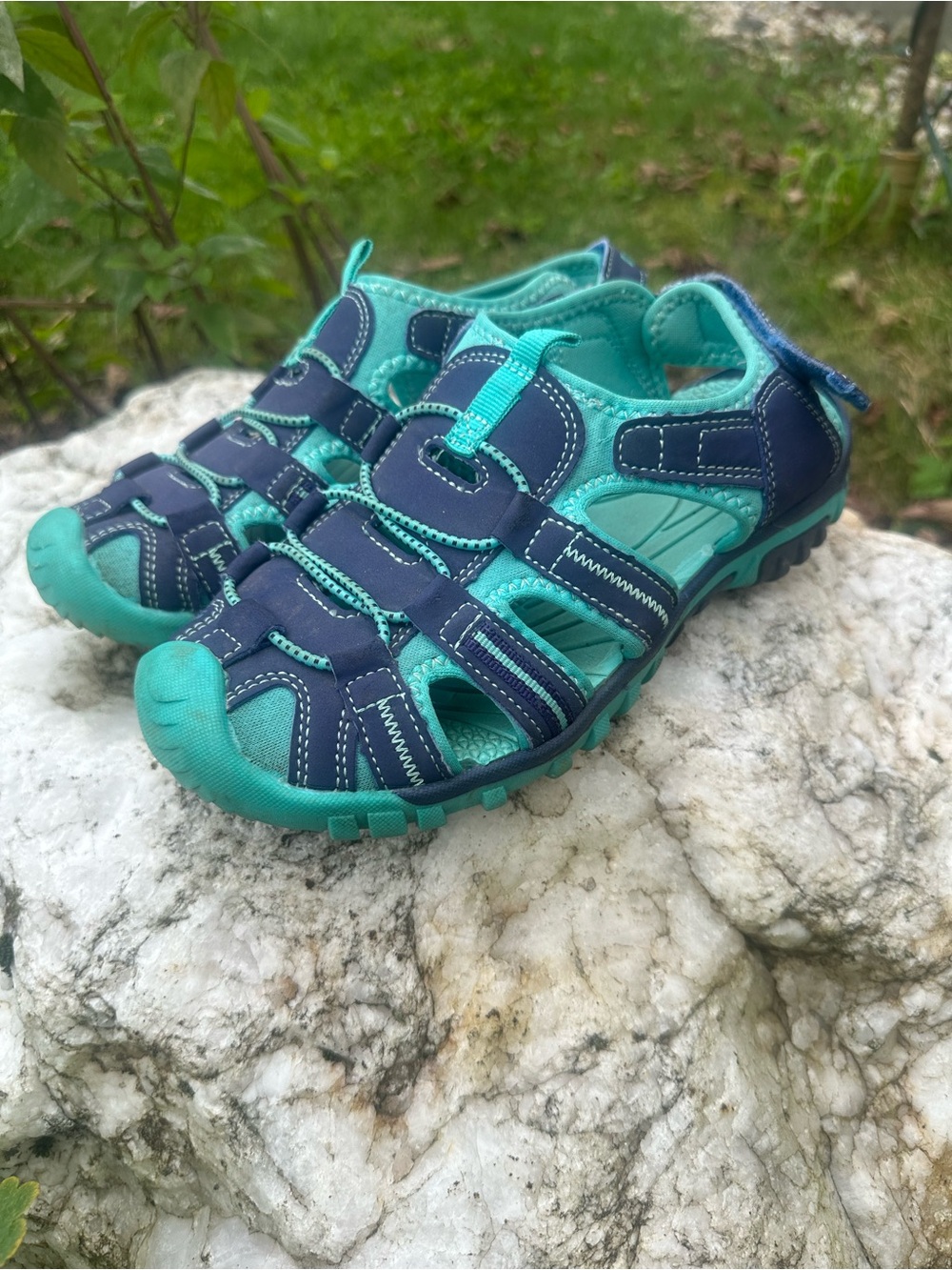 Kids Navy and Teal Water Shoes with Protective Toe